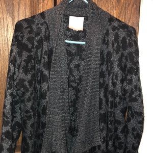 Leopard print gray and black cardigan